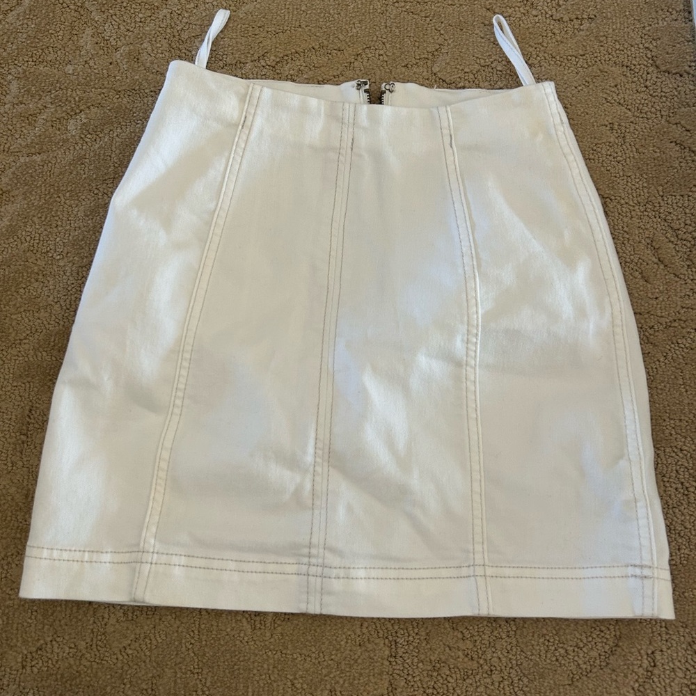 Free People White Denim Skirt
